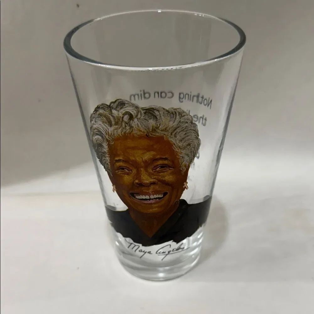 Maya Angelou Commemorative 16 Oz Glass Gold Black Can Dim Light Shines Within